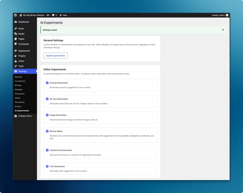 AI Featured in WordPress 7.0